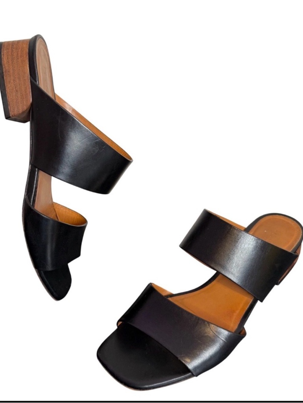 M. Gemi Black Leather Italian Mule Sandals
